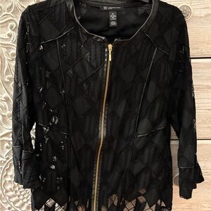 INC International Concepts Black Sheer Lace Jacket